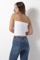 Γυναικείο τοπ strapless με λάστιχο λευκό 1 τεμ