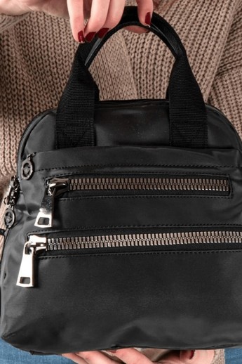 Mega Bag Γυναικεία Τσάντα Χιαστί με τρεις θήκες Μαύρο
