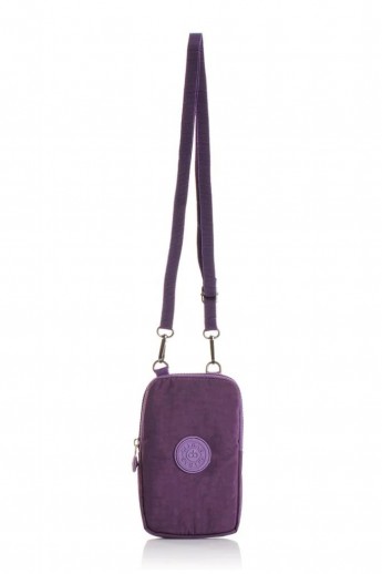 Mega Bag Γυναικείο Πορτοφόλι & Θήκη Τηλεφώνου με λουράκι με δύο θήκες Μωβ