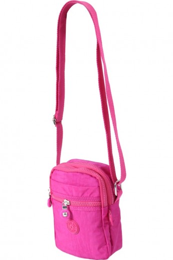 Mega Bag Γυναικείο Πορτοφόλι & Θήκη Τηλεφώνου αδιάβροχο ύφασμα με λουράκι Ροζ