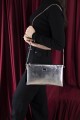 Silver Polo Ασημί ανάγλυφο Clutch τσάντα μονής θήκης