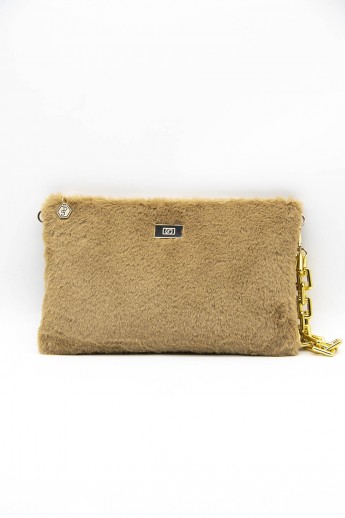 Silver Polo Camel Βελούδινη Clutch Τσάντα μονής θήκης