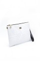 Silver Polo Λευκό Clutch τσάντα μονής θήκης με μοτίβο πυραμίδα