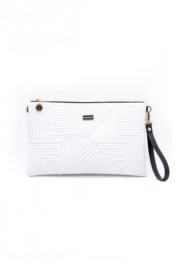 Silver Polo Λευκό Clutch τσάντα μονής θήκης με μοτίβο πυραμίδα