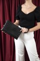 Silver Polo Μαύρη Soft Clutch τσάντα μονής θήκης με μοτίβο σπειροειδή