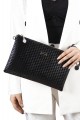 Silver Polo Μαύρο ανάγλυφο Clutch τσάντα μονής θήκης