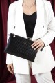 Silver Polo Μαύρο ανάγλυφο Clutch τσάντα μονής θήκης