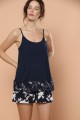 Πιτζαμα Γυναικεια Viscose  Με Σορτσακι Navy Blue  - S