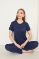 Πιτζαμα γυναικεία Viskoz Baki Collection Blue PouaB Navy Spotted XL