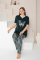 Πιτζαμα γυναικεία Viskoz Baki Collection ButterflyB Κυπαρισσί 3XL