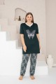 Πιτζαμα γυναικεία Viskoz Baki Collection ButterflyB Κυπαρισσί XL