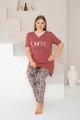 Πιτζαμα γυναικεία Viskoz Baki Collection LoveYourSelf Μπορντώ XXL