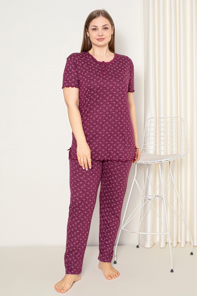 Πιτζαμα γυναικεία Viskoz Baki Collection Simplicity Wine 3XL