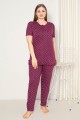 Πιτζαμα γυναικεία Viskoz Baki Collection Simplicity Wine 3XL