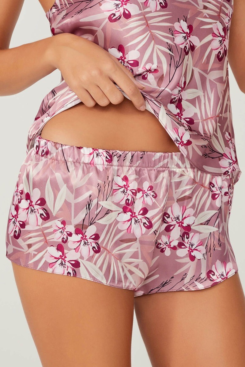 Πιτζαμα Σατεν Με Σορτσακι Tropical Flower Cottonhill Ροζ XL