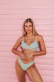 Ribbed High Cut Bikini Swimwear - Light Green Mint L